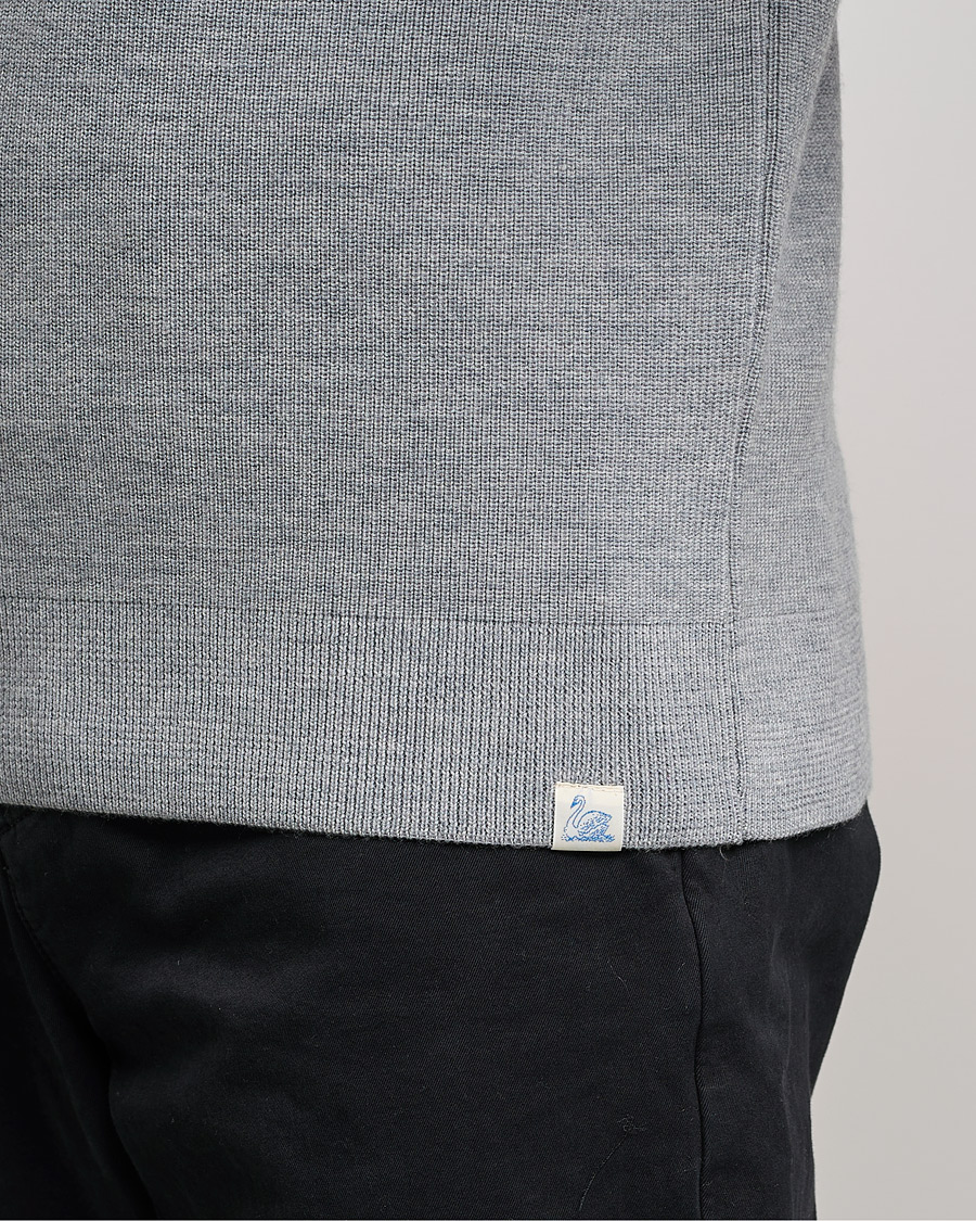 Herr | Tröjor | Merz b. Schwanen | Merino Wool Half Zip Grey Mel