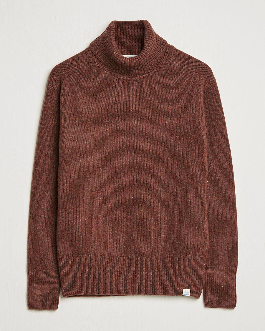 Herr | Tröjor | Merz b. Schwanen | Cashmere/Merino Rollneck Chestnut