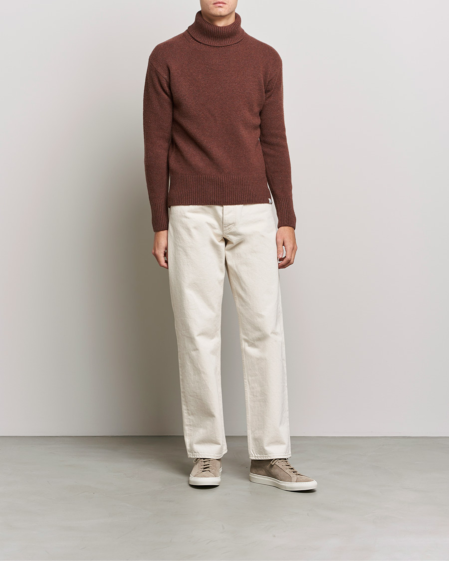 Herr | Tröjor | Merz b. Schwanen | Cashmere/Merino Rollneck Chestnut