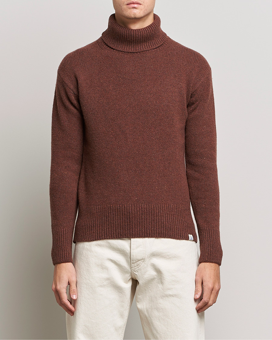 Herr | Tröjor | Merz b. Schwanen | Cashmere/Merino Rollneck Chestnut