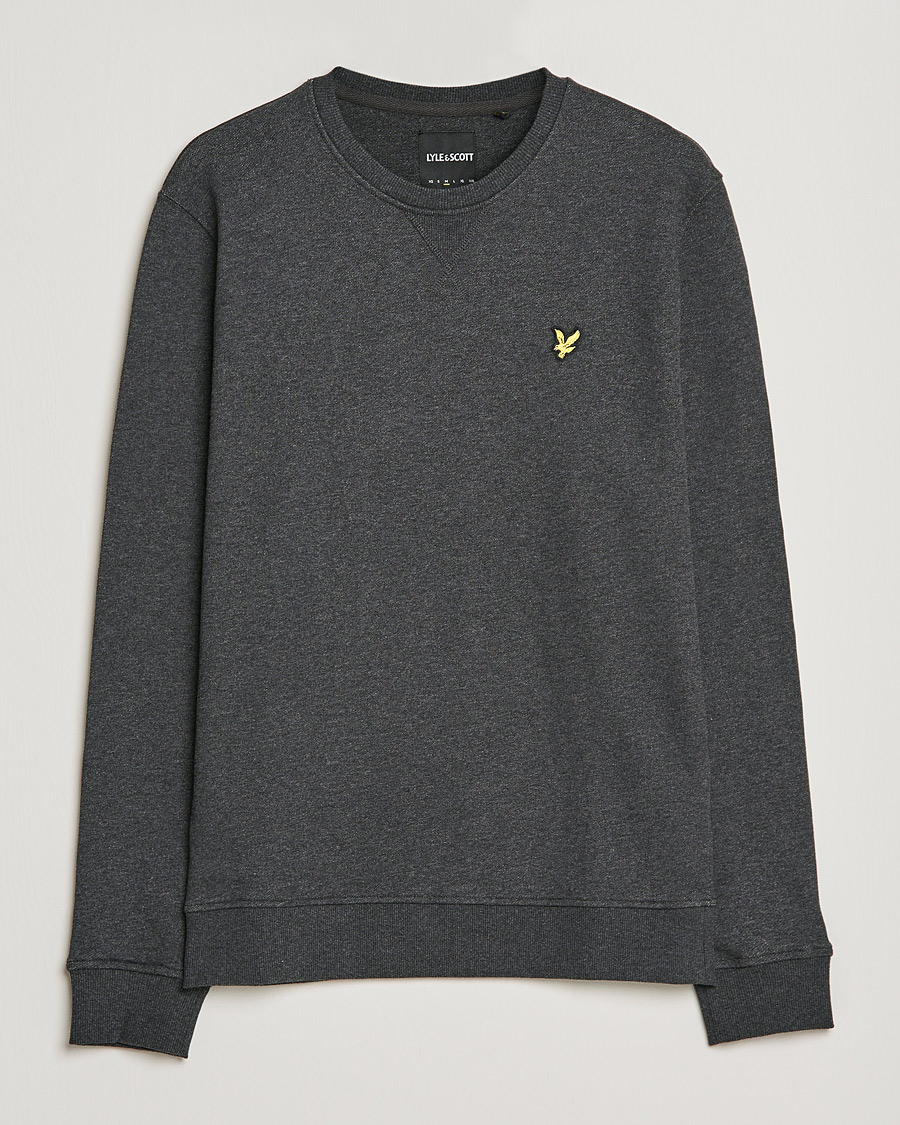 Herr | Tröjor | Lyle & Scott | Organic Cotton Crew Neck Charcoal Marl