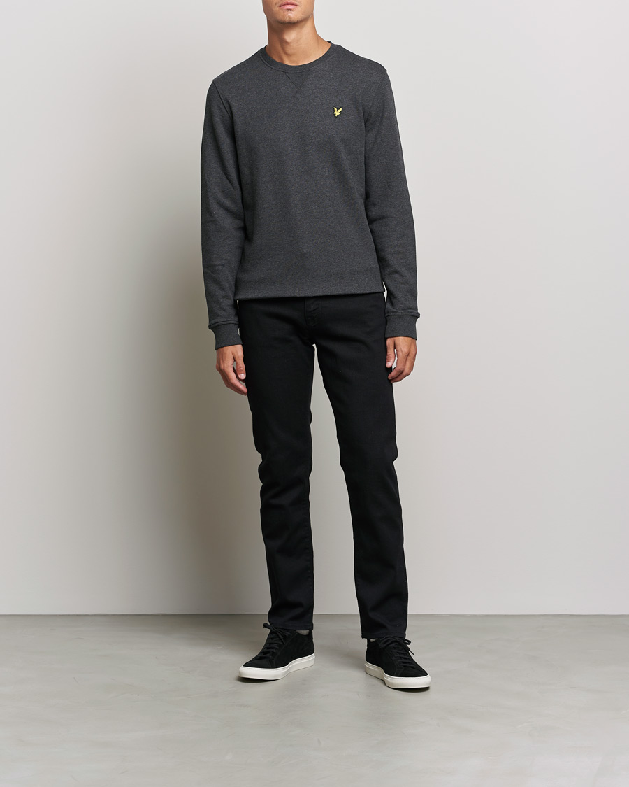 Herr | Tröjor | Lyle & Scott | Organic Cotton Crew Neck Charcoal Marl