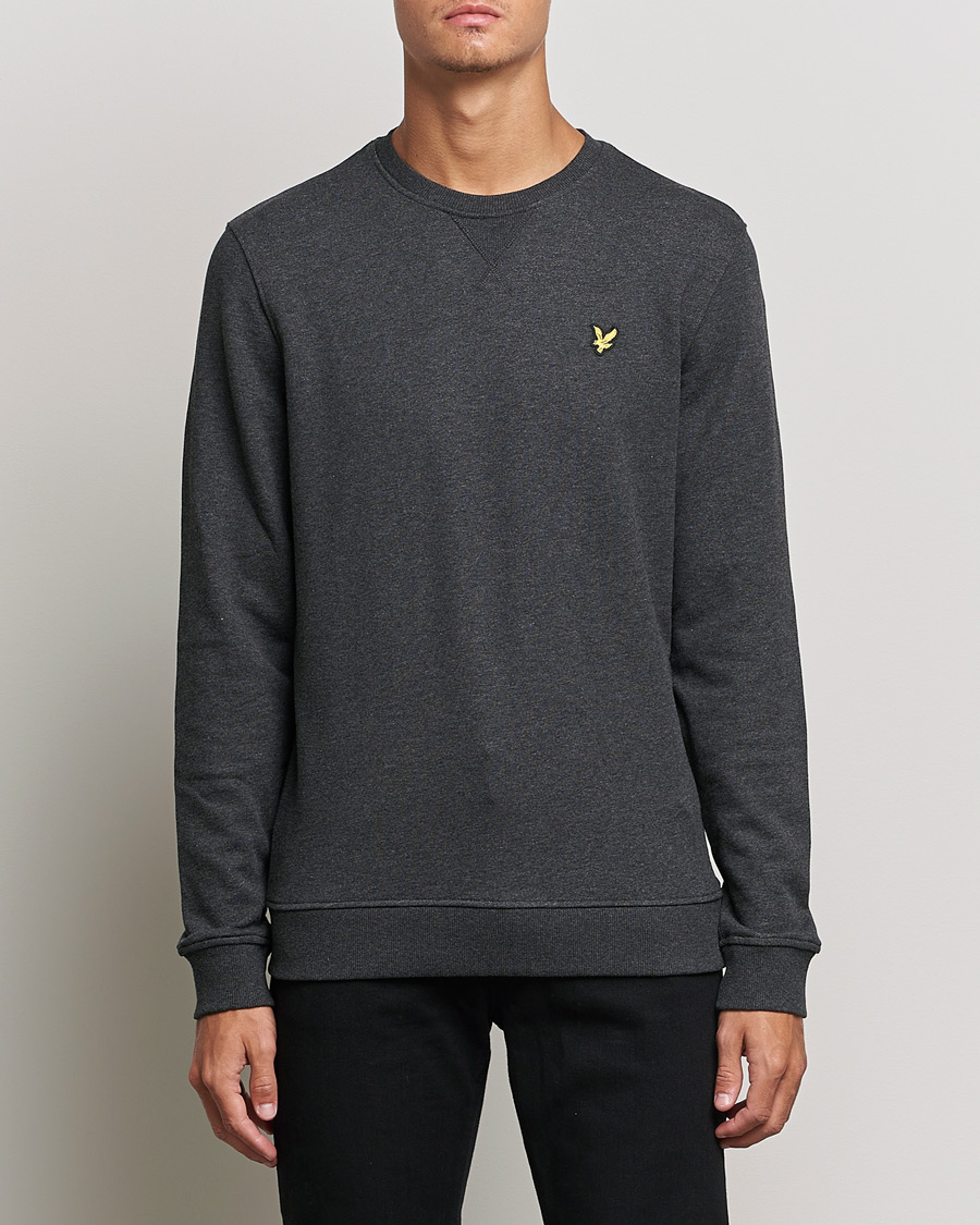 Herr | Tröjor | Lyle & Scott | Organic Cotton Crew Neck Charcoal Marl