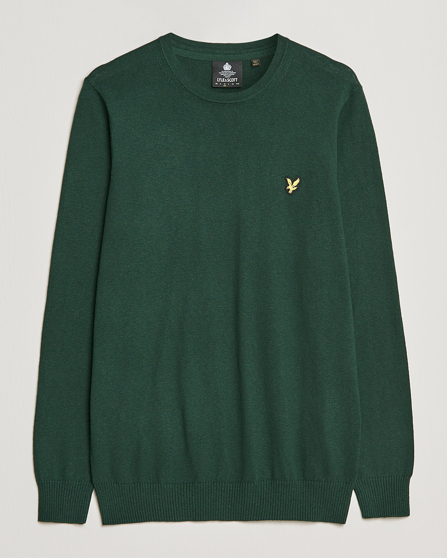 Herr | Tröjor | Lyle & Scott | Crew Neck Cotton/Merino Jumper Dark Green