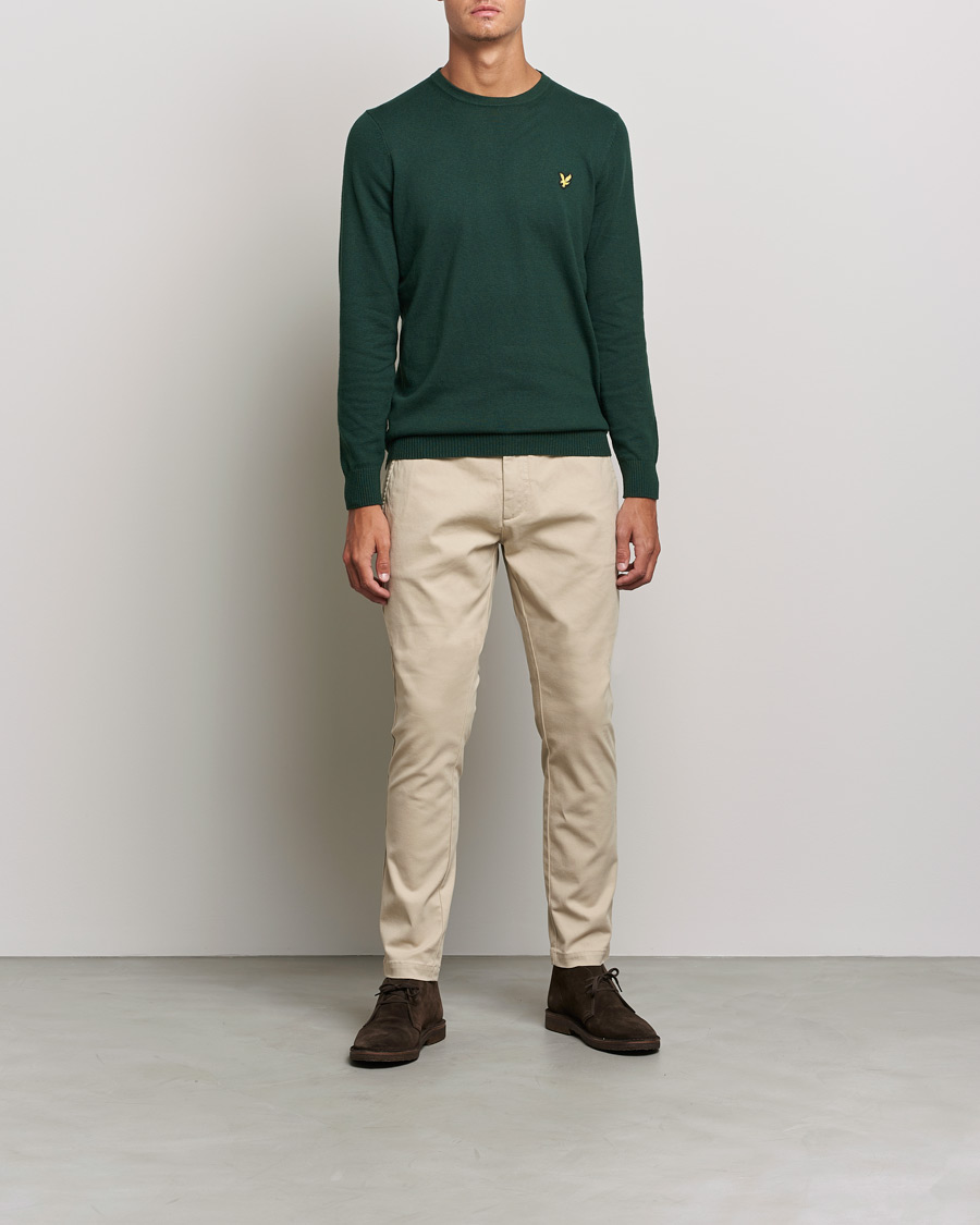 Herr | Tröjor | Lyle & Scott | Crew Neck Cotton/Merino Jumper Dark Green