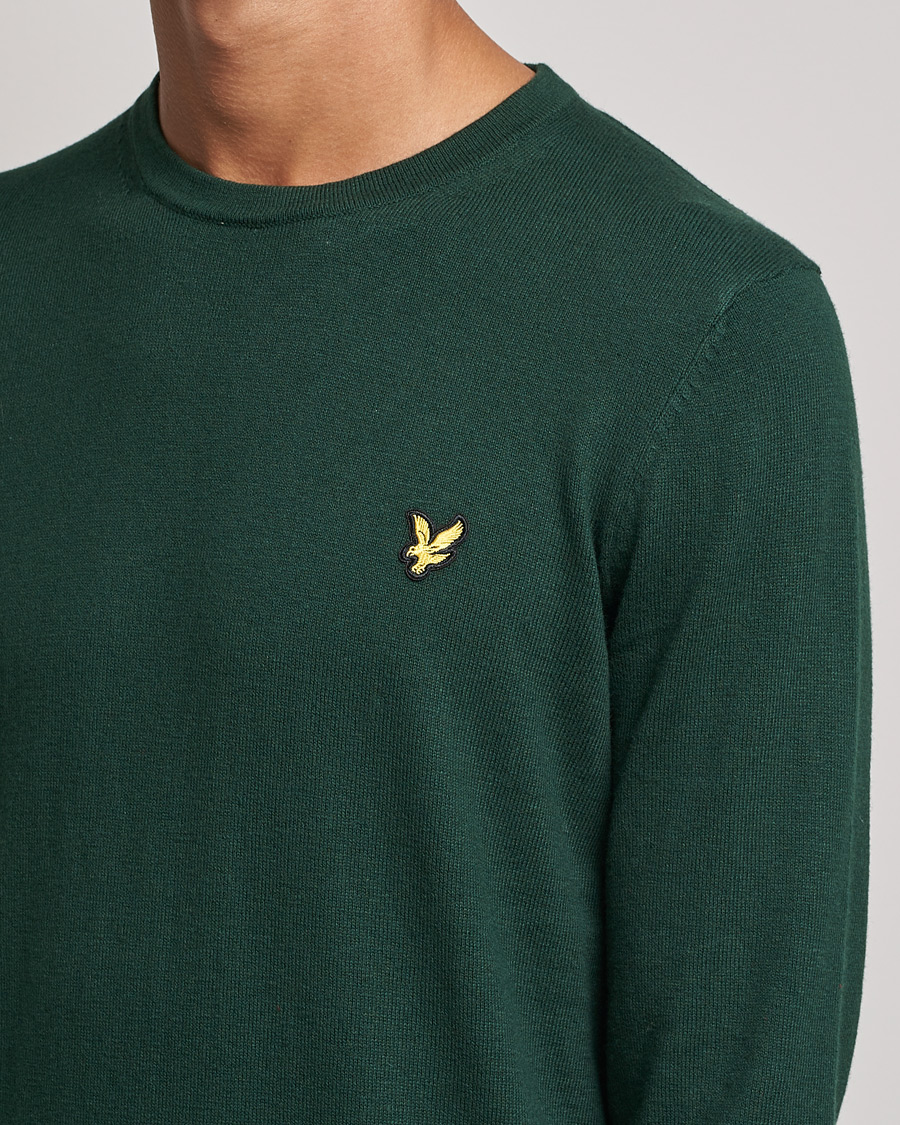 Herr | Tröjor | Lyle & Scott | Crew Neck Cotton/Merino Jumper Dark Green