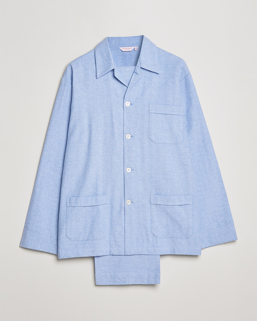 Herr | Pyjamas & Morgonrockar | Derek Rose | Brushed Cotton Flannel Herringbone Pyjama Set Blue