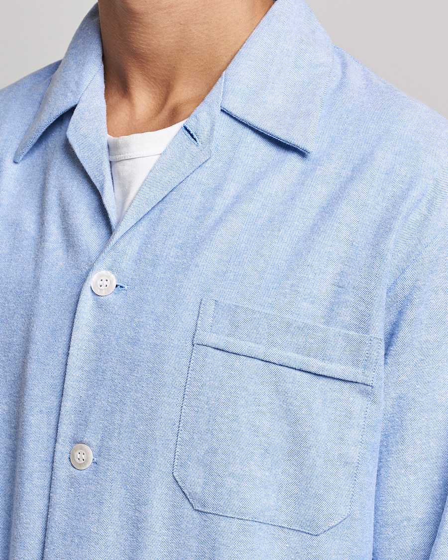 Herr | Pyjamas & Morgonrockar | Derek Rose | Brushed Cotton Flannel Herringbone Pyjama Set Blue