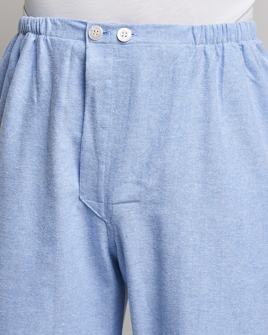 Herr | Pyjamas & Morgonrockar | Derek Rose | Brushed Cotton Flannel Herringbone Pyjama Set Blue
