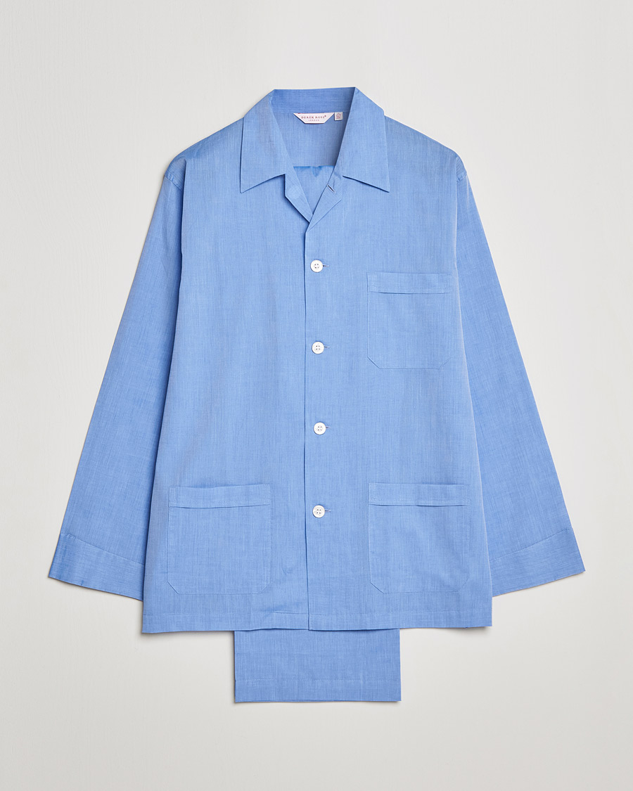 Herr | Derek Rose Cotton Pyjama Set Blue | Derek Rose | Cotton Pyjama Set Blue