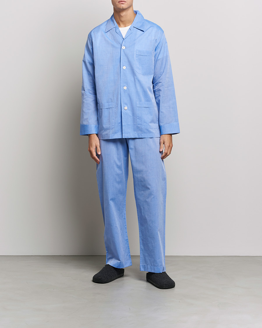 Herr | Derek Rose Cotton Pyjama Set Blue | Derek Rose | Cotton Pyjama Set Blue