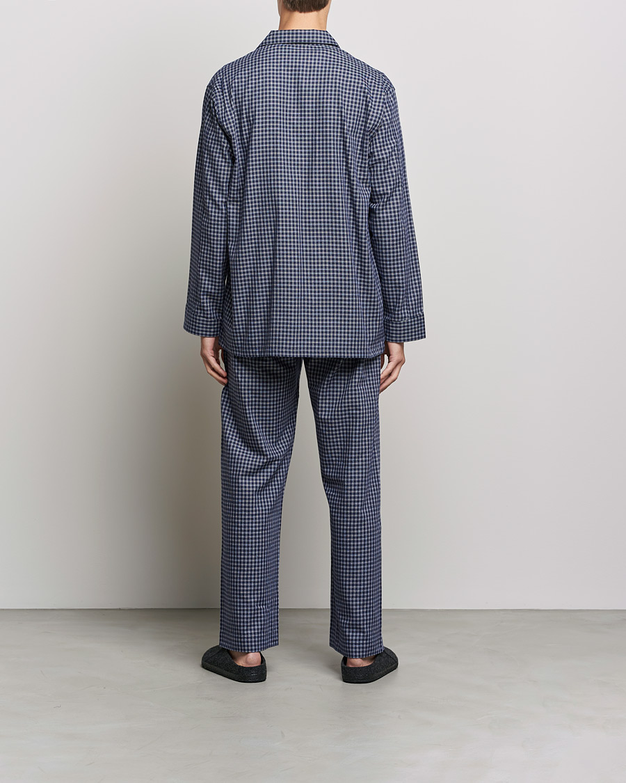 Herr | Pyjamasset | Derek Rose | Checked Cotton Pyjama Set Navy