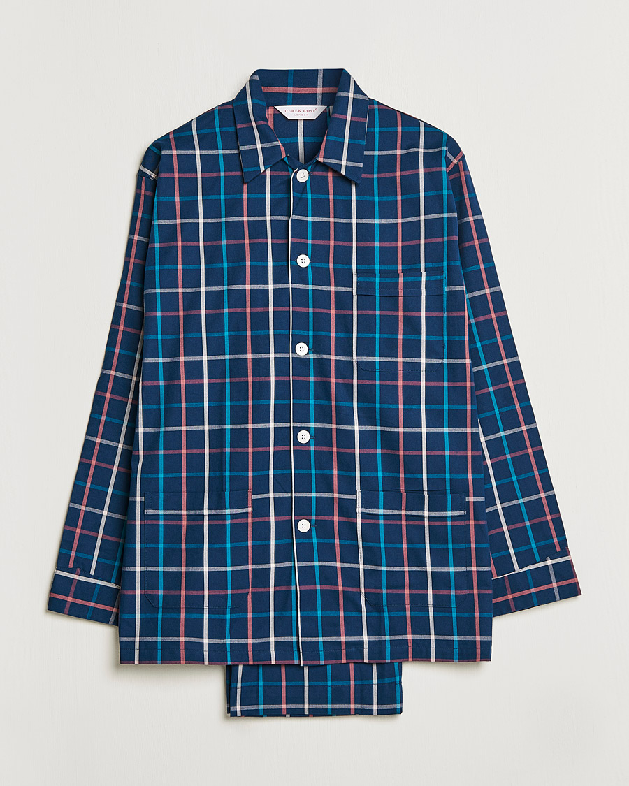 Herr | Pyjamas & Morgonrockar | Derek Rose | Checked Cotton Pyjama Set Multi