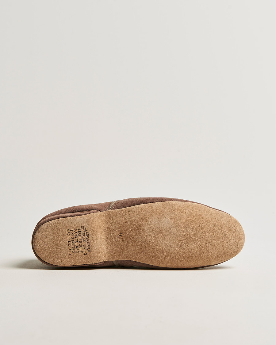 Herr | Derek Rose Crawford Sheepskin Suede Slippers Beige | Derek Rose | Crawford Sheepskin Suede Slippers Beige