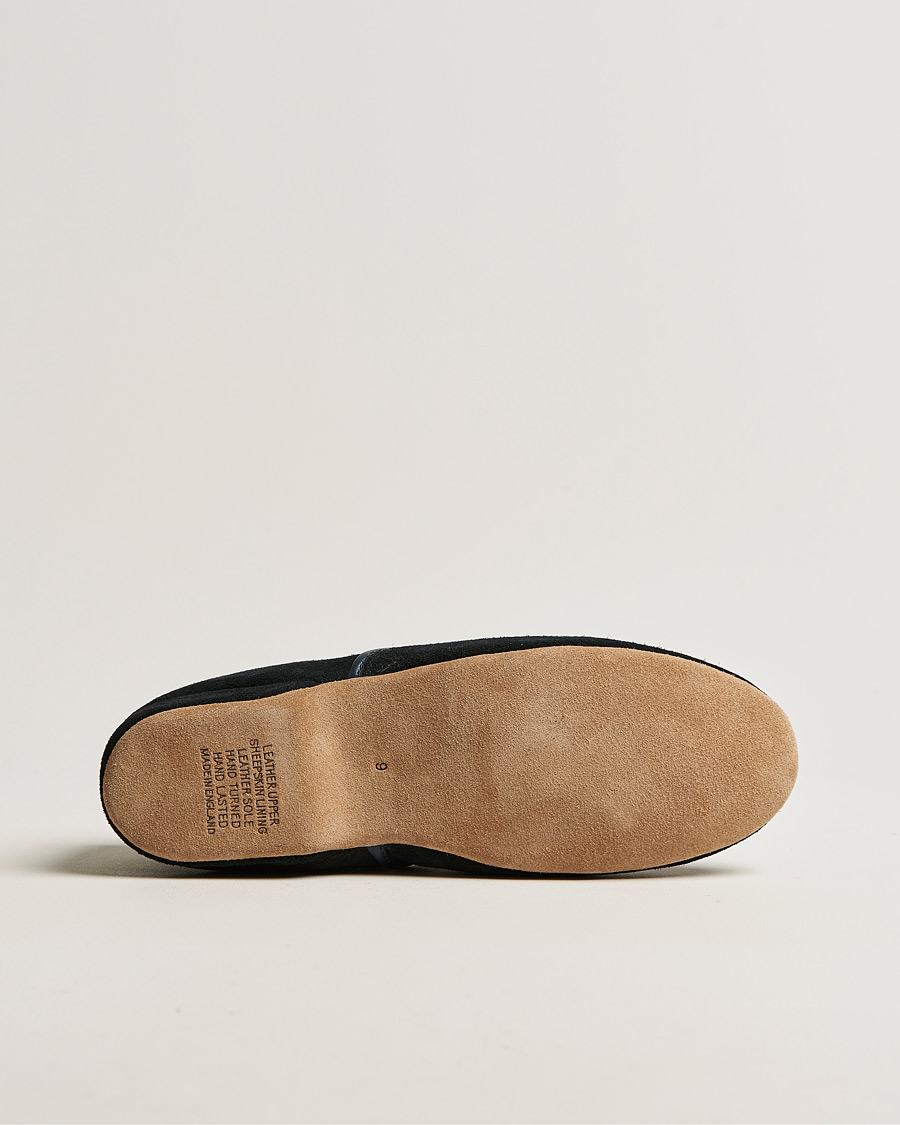Herr | Derek Rose Crawford Sheepskin Suede Slippers Navy | Derek Rose | Crawford Sheepskin Suede Slippers Navy