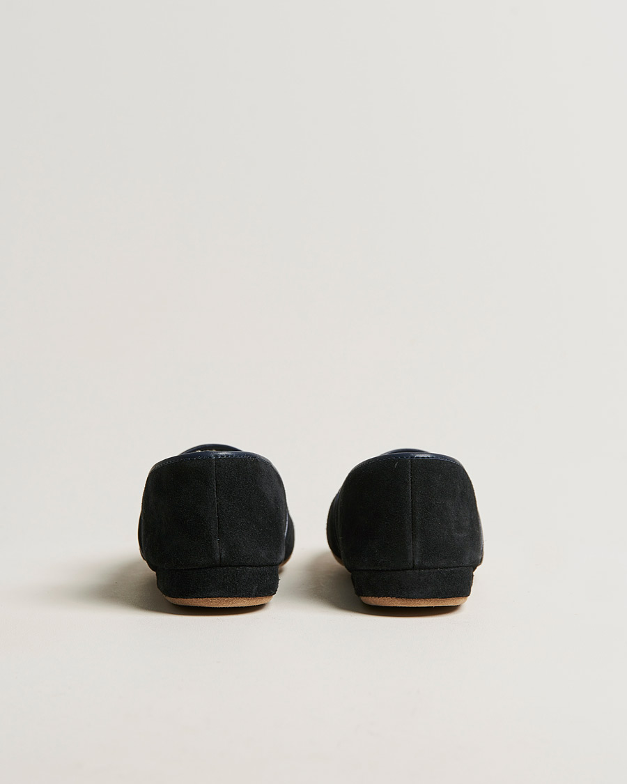 Herr | Derek Rose Crawford Sheepskin Suede Slippers Navy | Derek Rose | Crawford Sheepskin Suede Slippers Navy