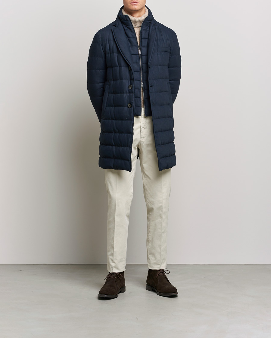 Herr | Jackor | Herno | Flannel Down Coat Navy