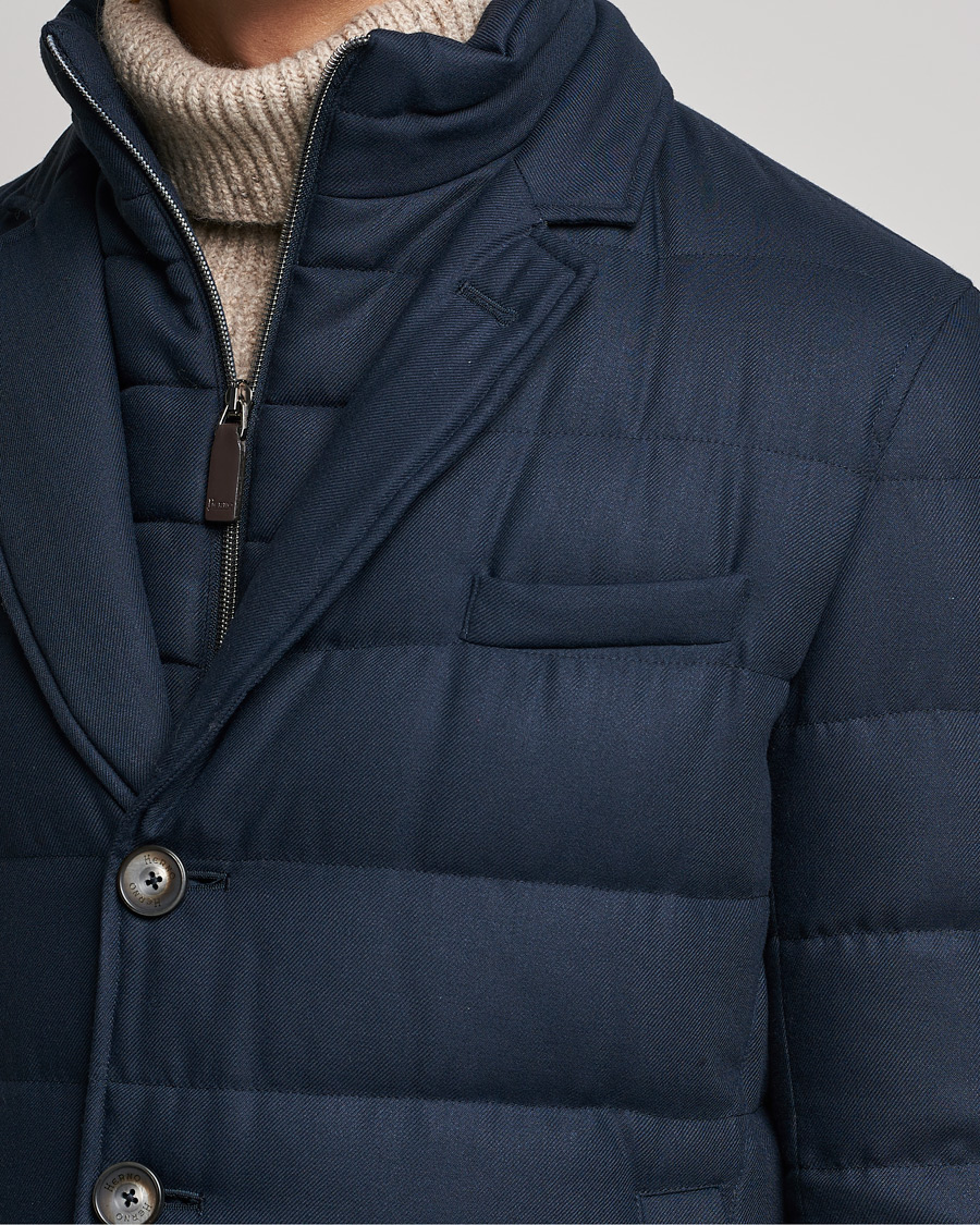 Herr | Jackor | Herno | Flannel Down Coat Navy