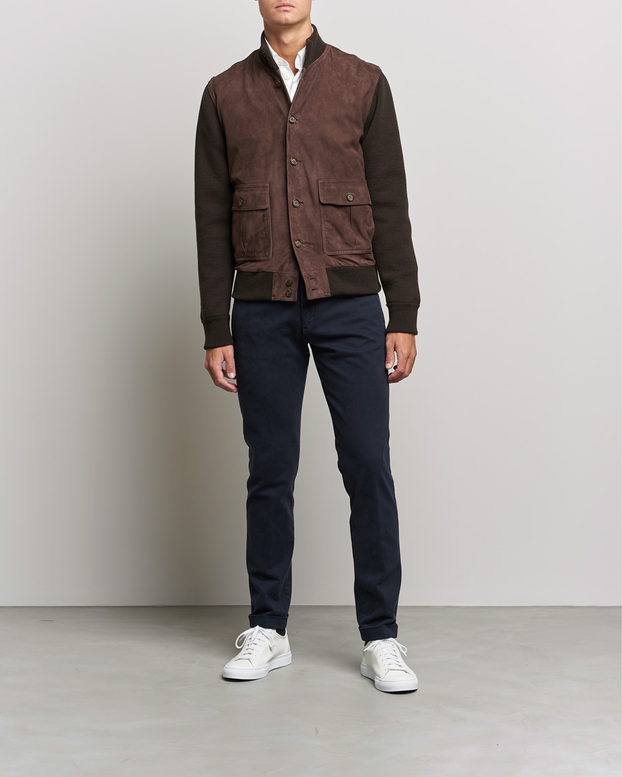 Herr | Byxor | Briglia 1949 | Slim Fit Cotton Stretch Chino Navy