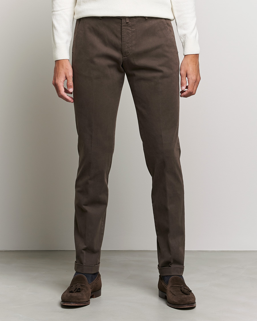Herr | Byxor | Briglia 1949 | Slim Fit Cotton Stretch Chino Coffe Brown