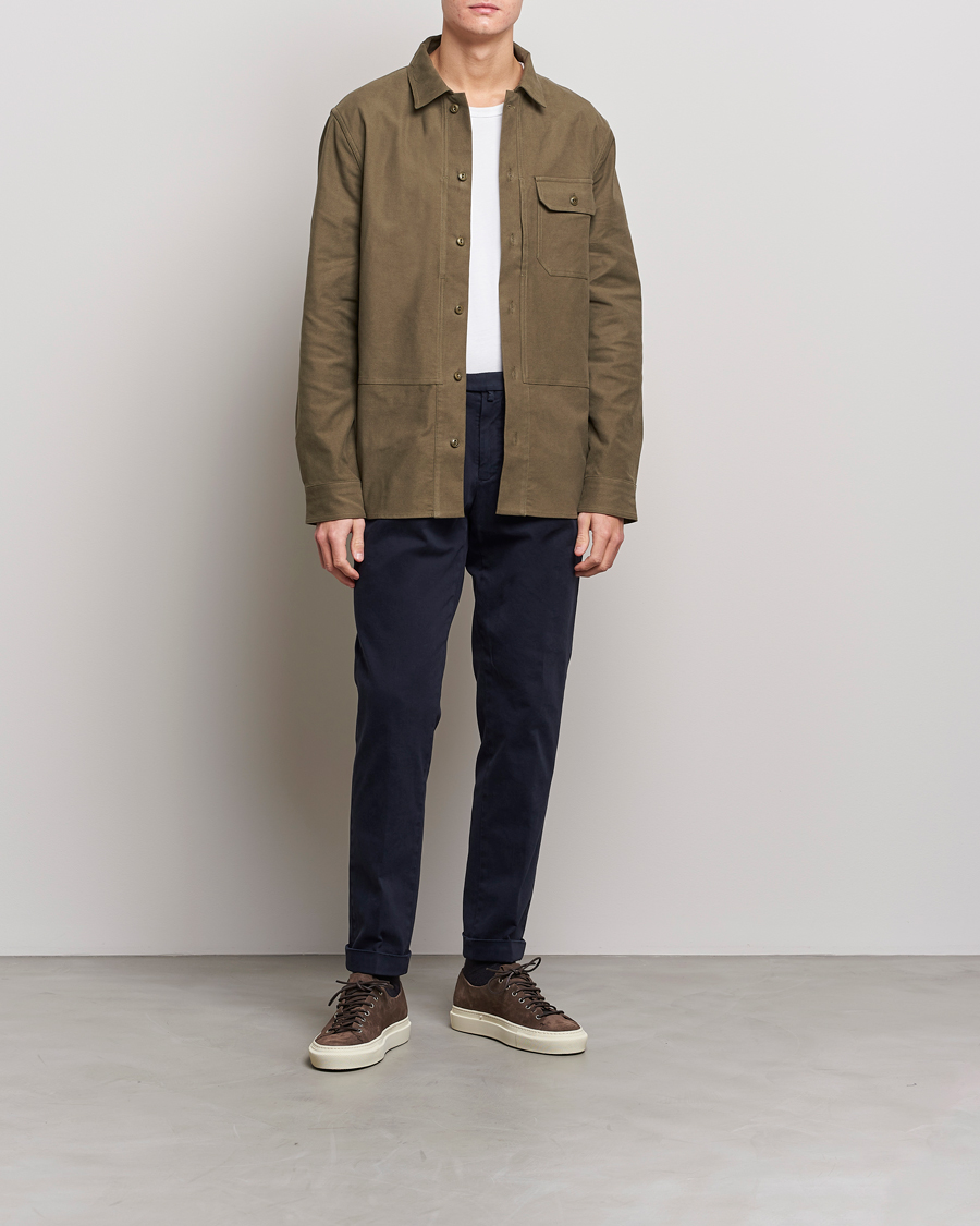 Herr | Byxor | Briglia 1949 | Easy Fit Pleated Cotton Stretch Chino Navy