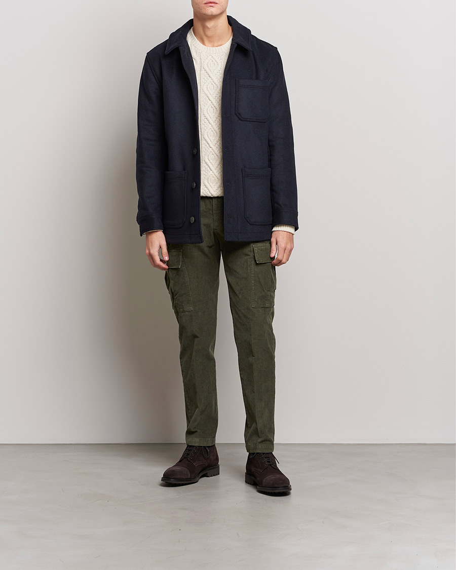 Herr | Chinos | Briglia 1949 | Easy Fit Cargo Corduroy Trousers Military Green