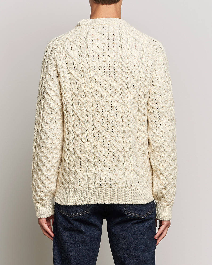 Herr | Tröjor | Peregrine | Hudson Wool Aran Knitted Jumper Cream