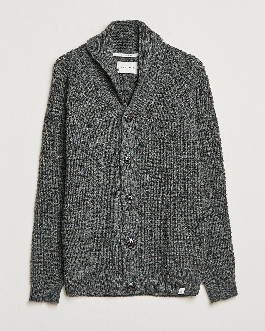 Herr | Tröjor | Peregrine | Waffle Wool Shawl Cardigan Nimbus
