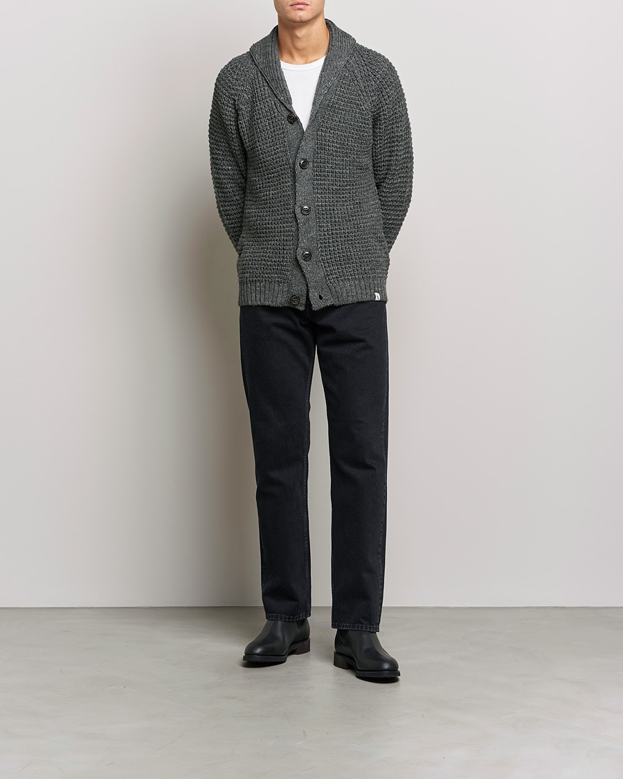 Herr | Tröjor | Peregrine | Waffle Wool Shawl Cardigan Nimbus