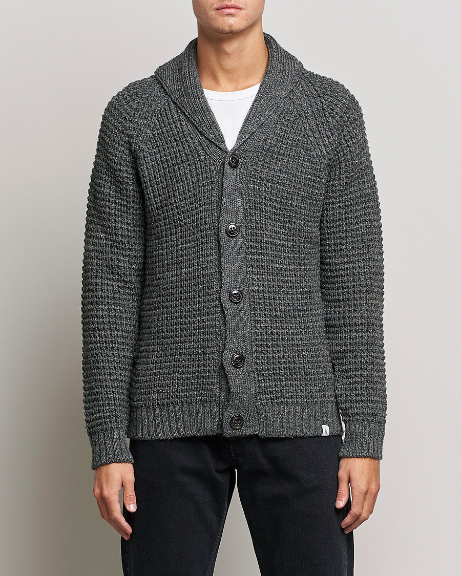 Herr | Tröjor | Peregrine | Waffle Wool Shawl Cardigan Nimbus