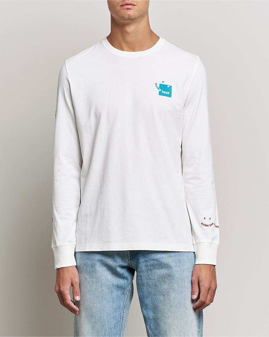 Herr | T-Shirts | PS Paul Smith | Happy Face Long Sleeve T-Shirt White
