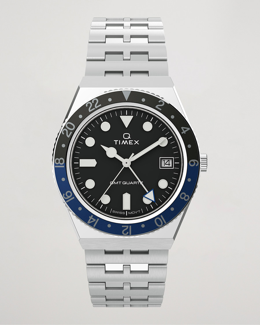 Herr | Timex Q Diver GMT 38mm Black/Blue | Timex | Q Diver GMT 38mm Black/Blue