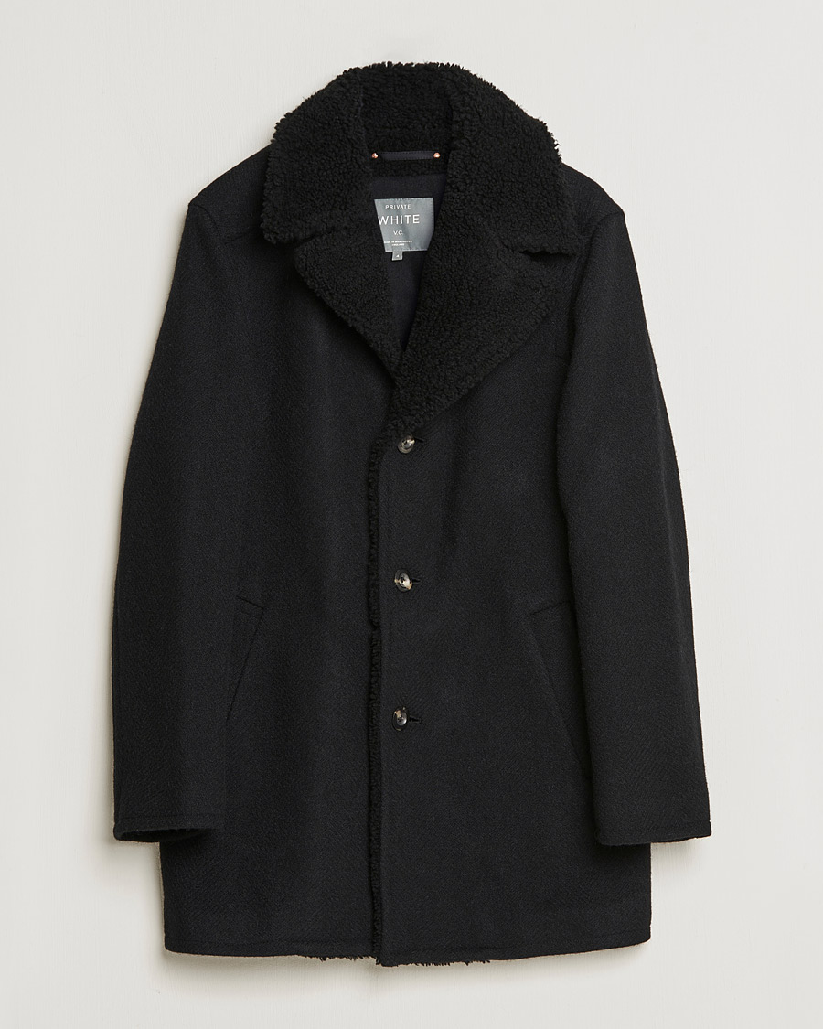 Herr | Jackor | Private White V.C. | The Shearling Car Coat Navy