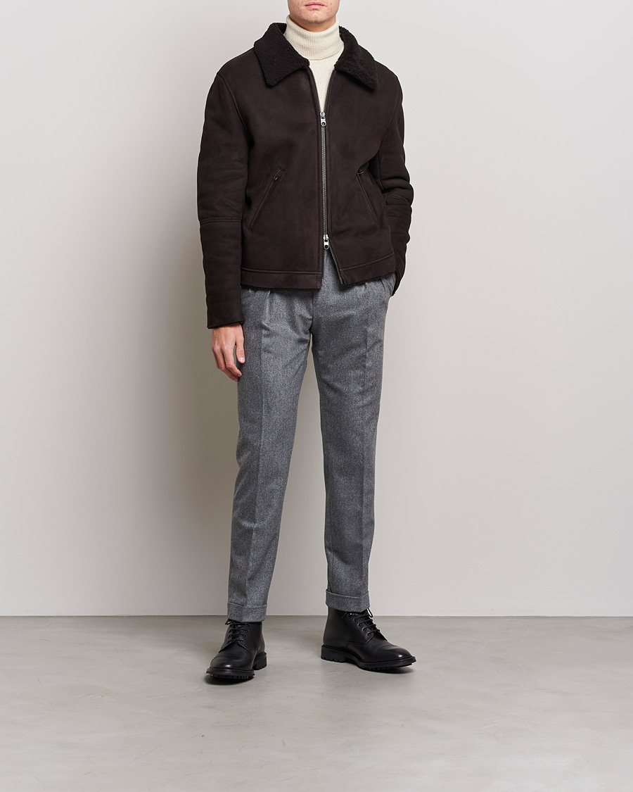 Herr | Jackor | Private White V.C. | The Shearling Flight Jacket Brown
