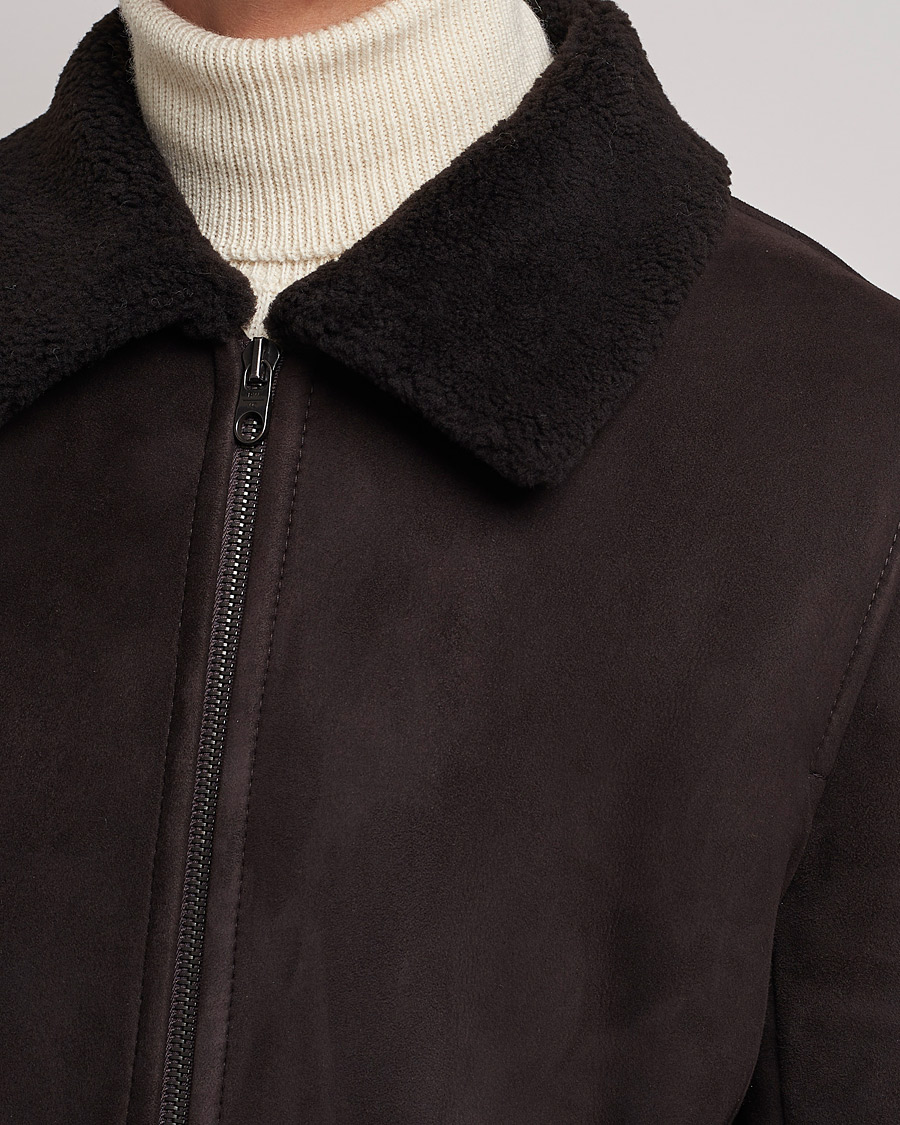 Herr | Jackor | Private White V.C. | The Shearling Flight Jacket Brown