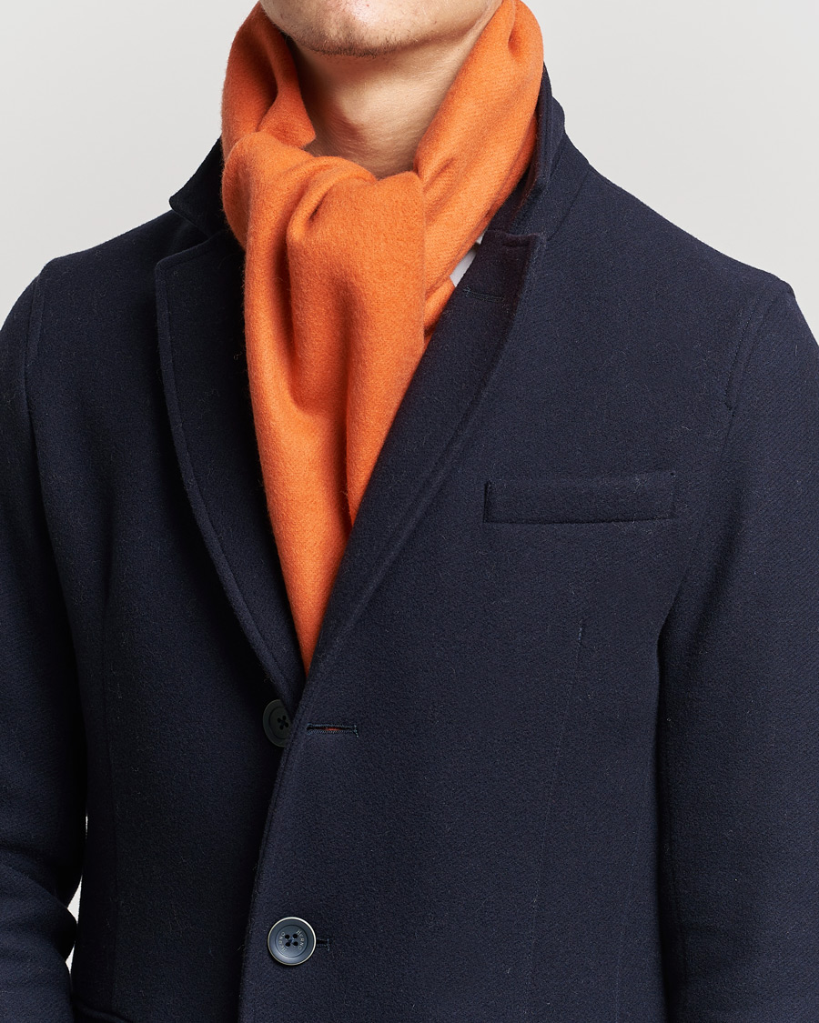 Herr | Begg & Co | Begg & Co | Vier Lambswool/Cashmere Solid Scarf Orange