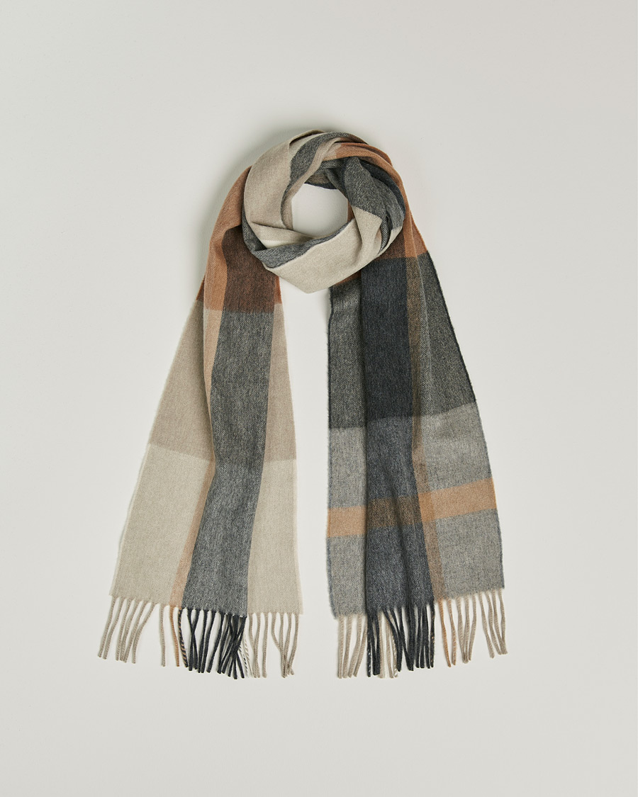 Herr | Begg & Co Vale Sitwell Lambswool/Cashmere Scarf Charcoal Natural | Begg & Co | Vale Sitwell Lambswool/Cashmere Scarf Charcoal Natural
