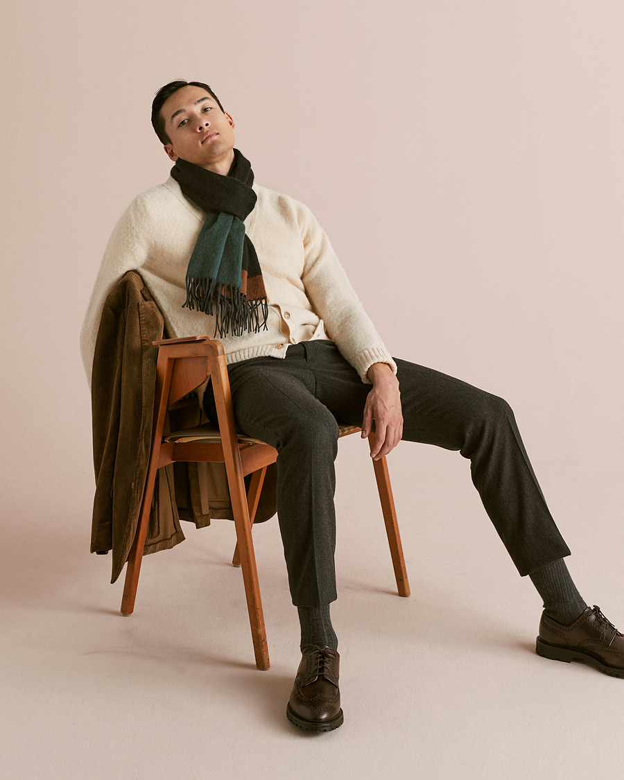 Herr | Begg & Co Arran Cashmere Scarf Slate Green | Begg & Co | Arran Cashmere Scarf Slate Green