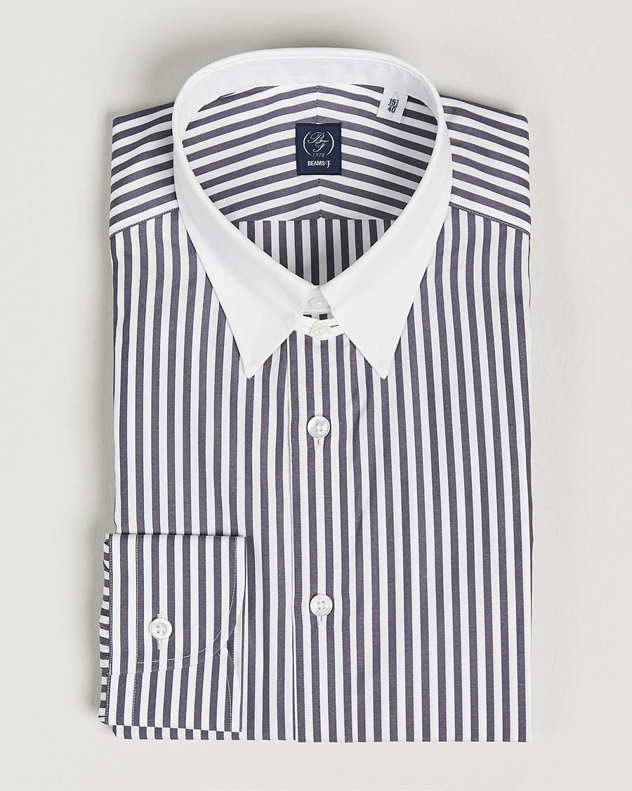 Herr | Skjortor | Beams F | Tab Collar Dress Shirt Grey/White