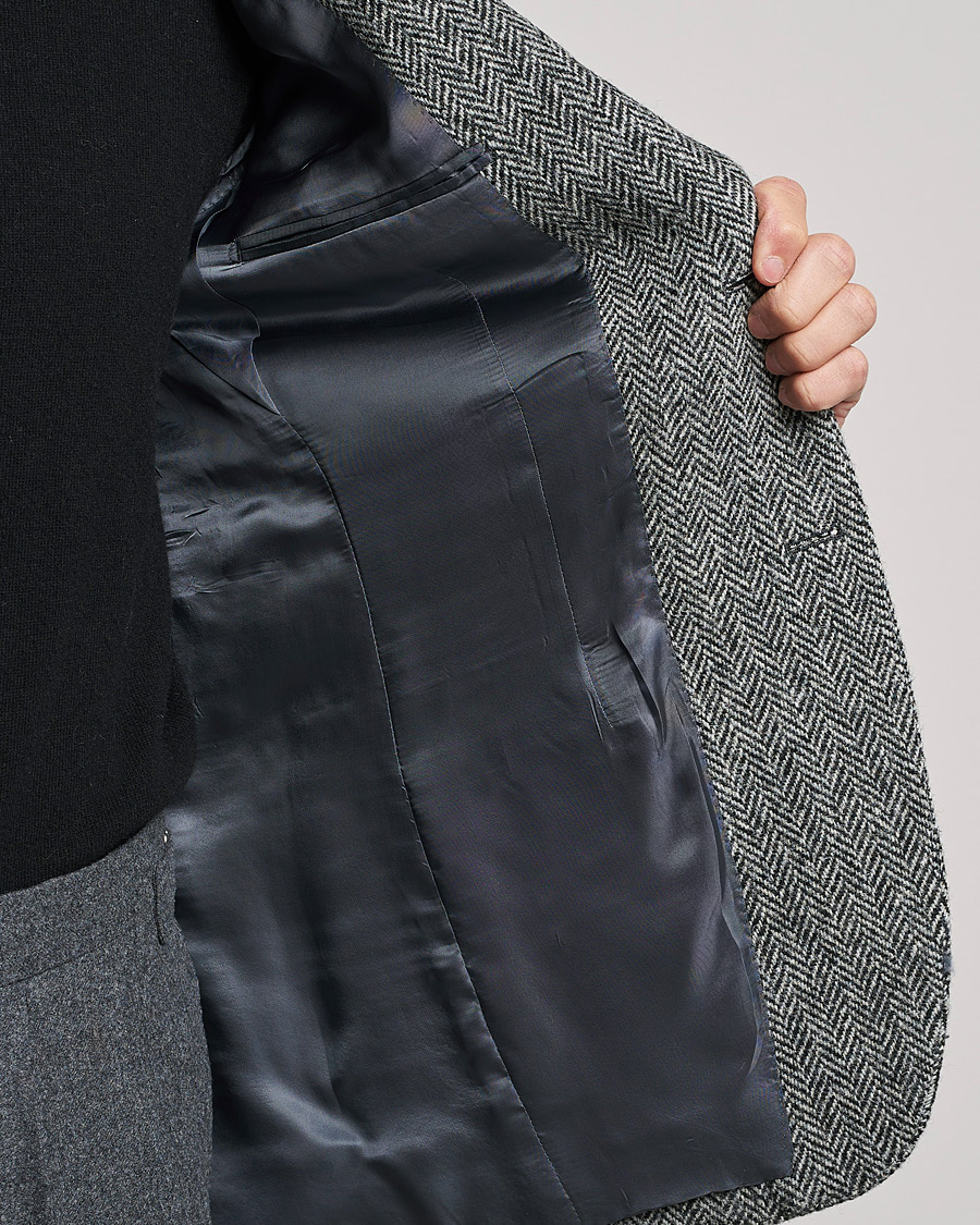 Herr | Kavajer | Beams F | Herringbone Tweed Jacket Dark Grey