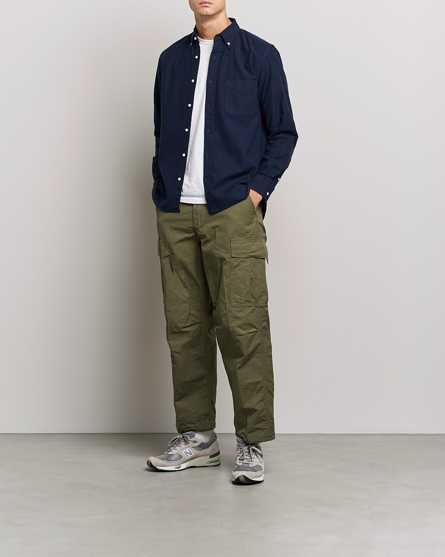 Herr | Skjortor | BEAMS PLUS | Flannel Button Down Shirt Navy
