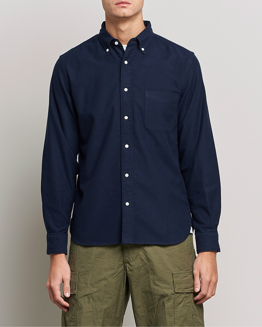 Herr | Skjortor | BEAMS PLUS | Flannel Button Down Shirt Navy