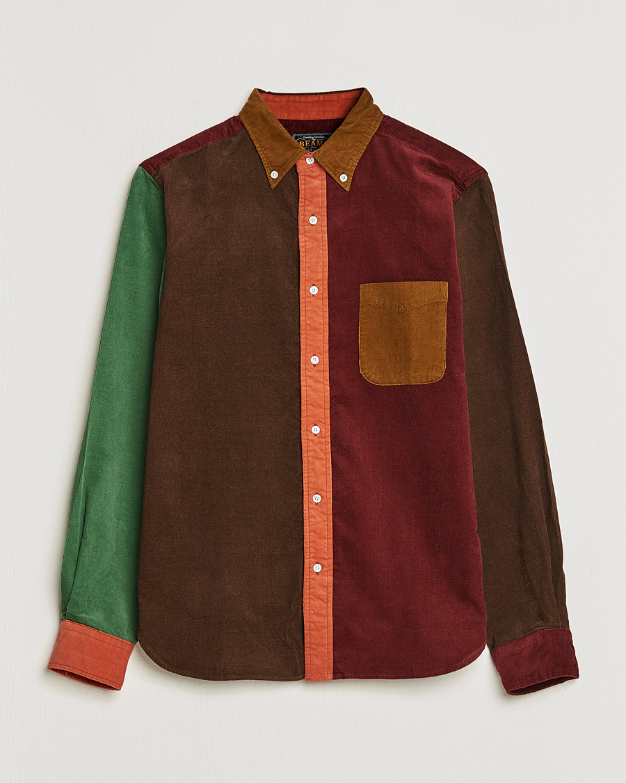 Herr | Skjortor | BEAMS PLUS | Corduroy Panel Button Down Shirt Golden Brown