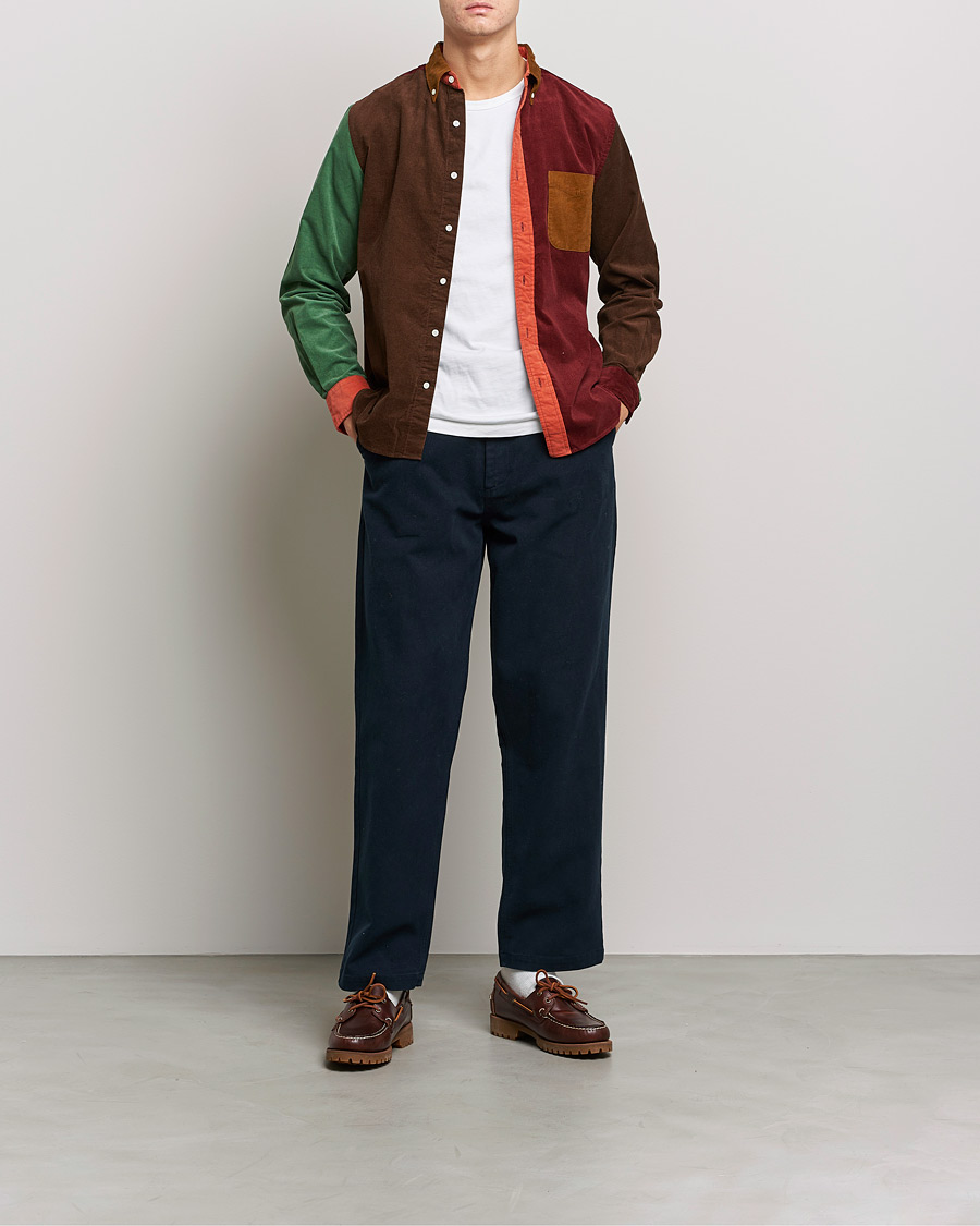 Herr | Skjortor | BEAMS PLUS | Corduroy Panel Button Down Shirt Golden Brown