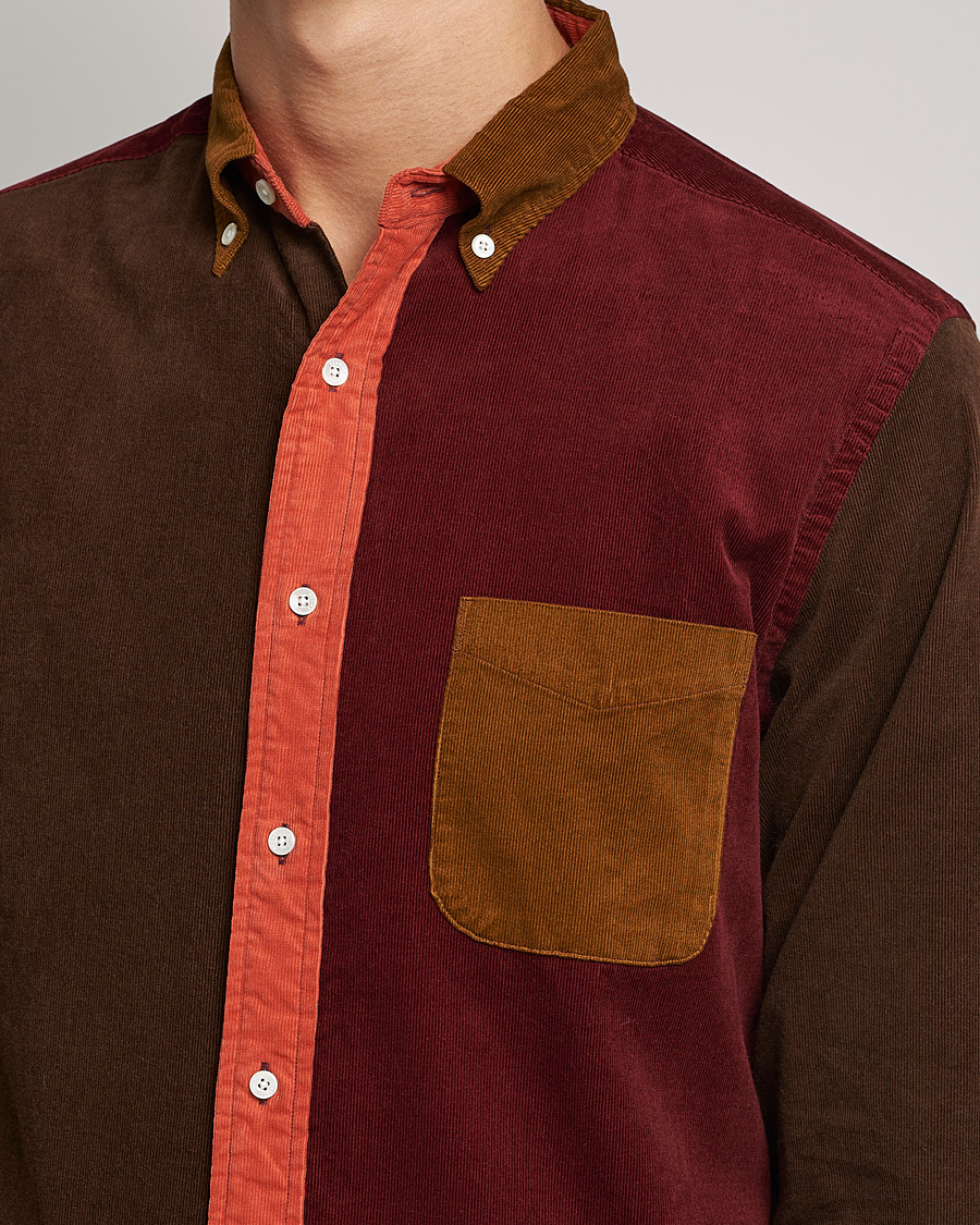 Herr | Skjortor | BEAMS PLUS | Corduroy Panel Button Down Shirt Golden Brown