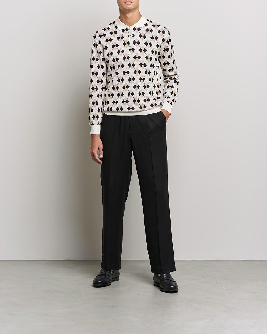 Herr | Tröjor | BEAMS PLUS | Argyle Knitted Polo Off White