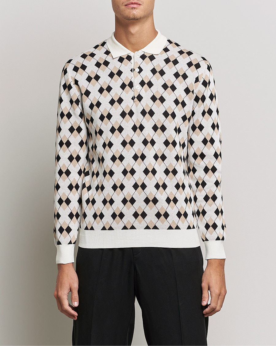 Herr | Tröjor | BEAMS PLUS | Argyle Knitted Polo Off White