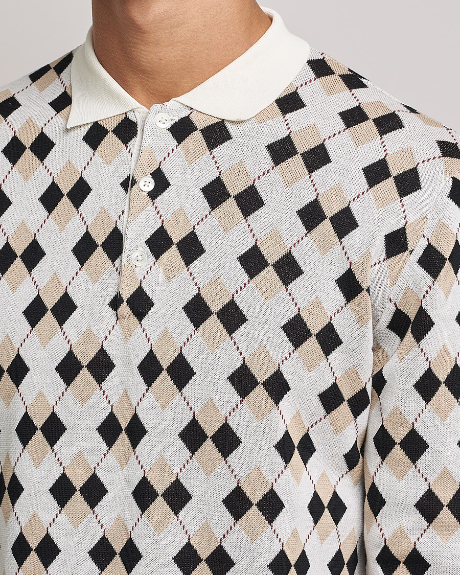 Herr | Tröjor | BEAMS PLUS | Argyle Knitted Polo Off White