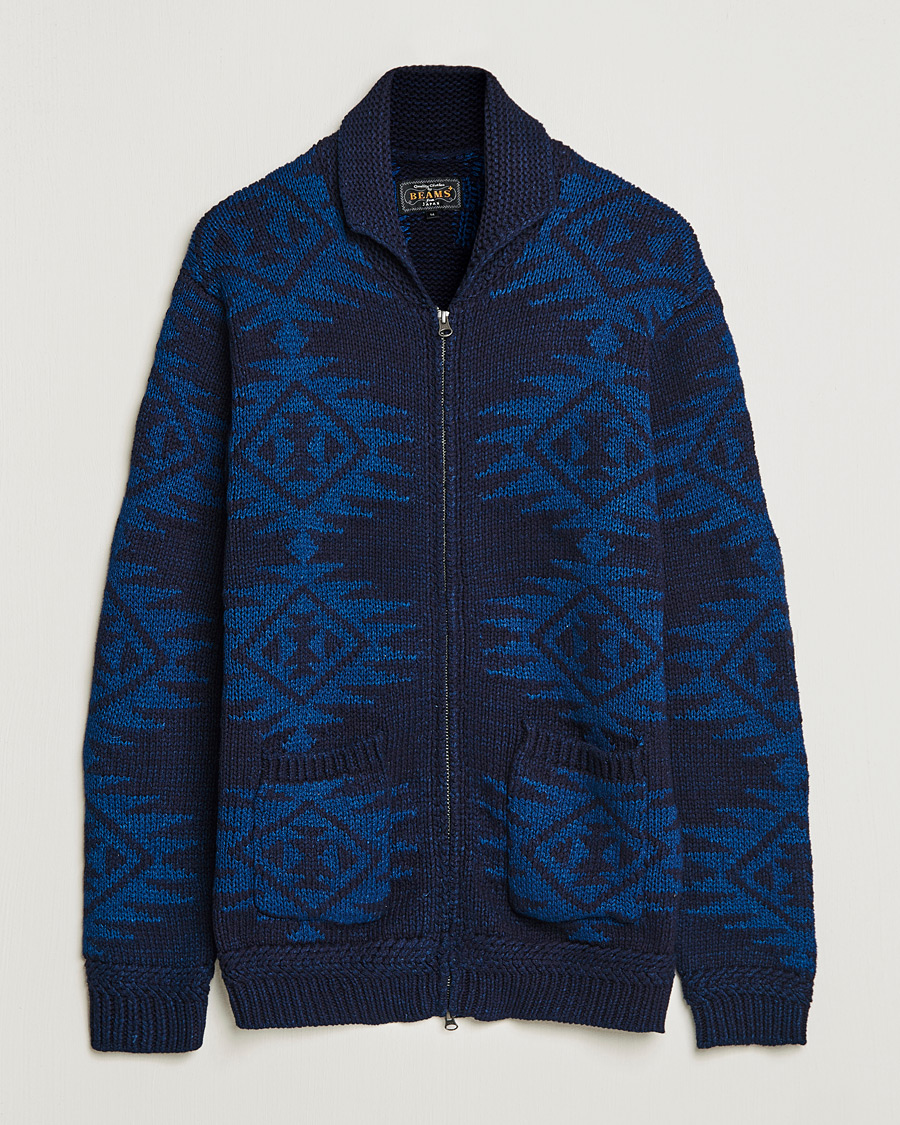 Herr | Tröjor | BEAMS PLUS | Cowichan Cardigan Navy