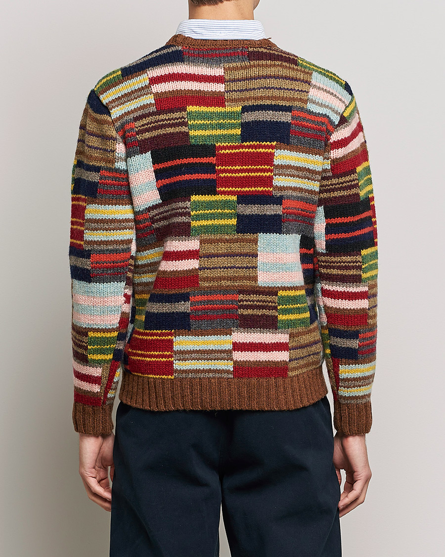 Herr | Tröjor | BEAMS PLUS | Hand Knit Patchwork Sweater Multi Stripe